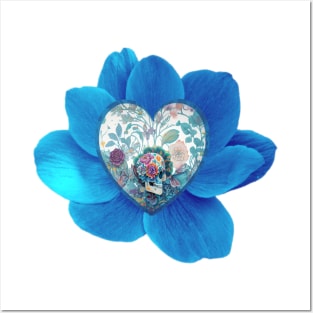 Blue Poppy Skull Love Posters and Art